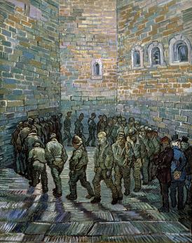 Peinture de Vincent Van Gogh, "La cour de la prison", 1890.