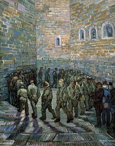 Peinture de Vincent Van Gogh, "La cour de la prison", 1890.