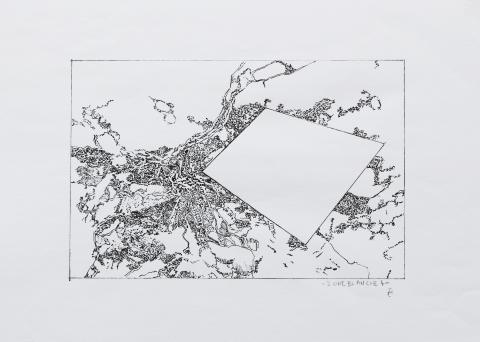 Zone Blanche 4, encre de chine sur papier © Teddy Mésange